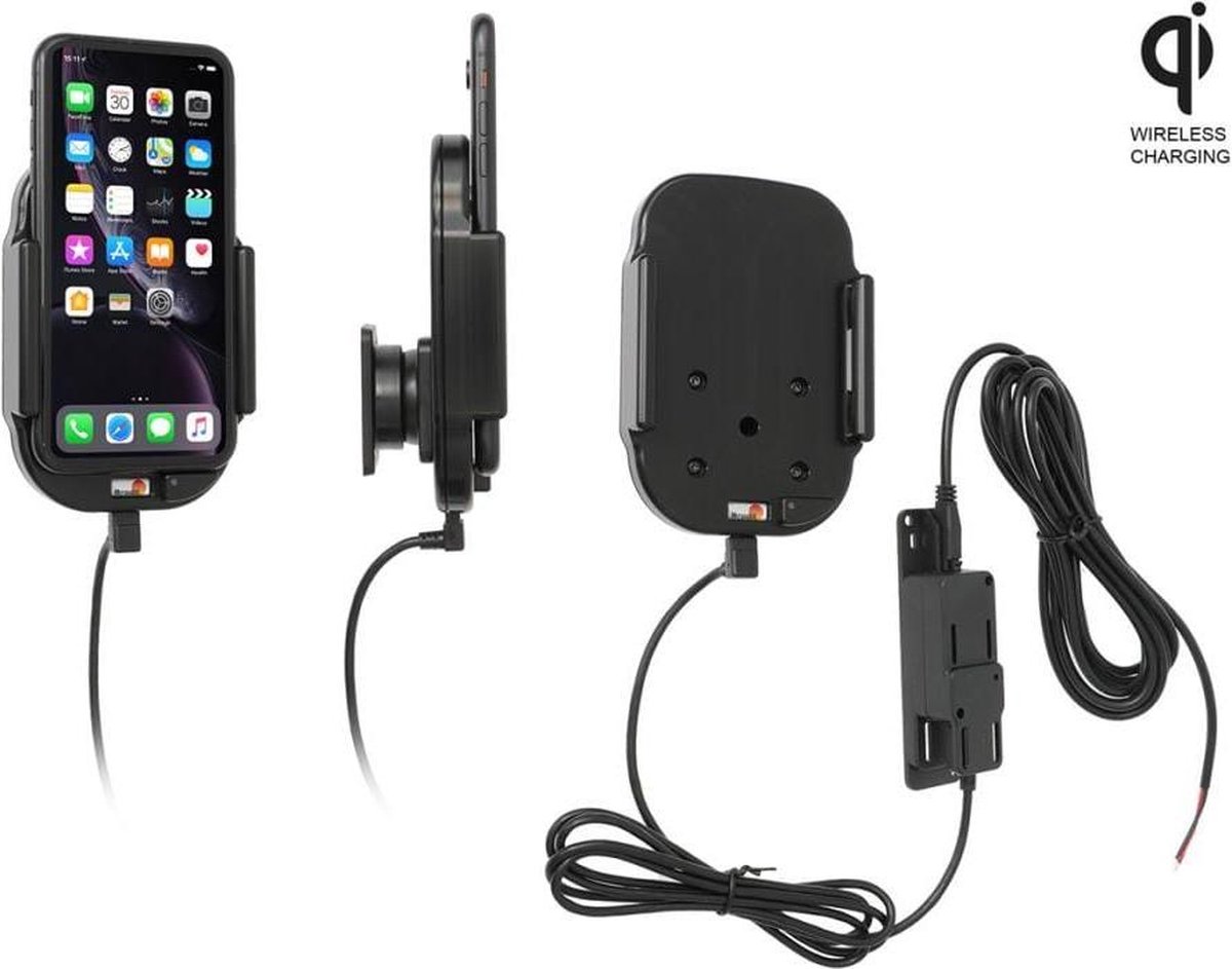 Brodit houder geschikt voor Apple iPhone XR / 11 Qi Wireless Actieve houder met vaste voeding
