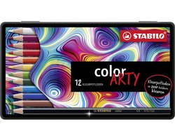 STABILO Color - Kleurpotloden - Intense Kleuren En Makkelijke Kleurafgifte - ARTY - Metalen Etui Met 12 Kleuren