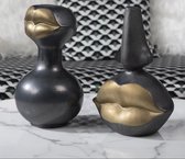 E.Living - Set van Twee Luxe Ceramic Decor - Lippen- trending - 32 x 17 cm - 32 x 23 cm