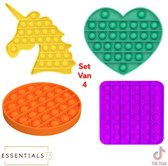 ESSENTIALS73 POP IT Fidget Toy - Set van 4: Unicorn - Vierkant - Hart - Rond  - Tiktok