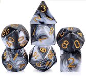 Blazium - DnD dice set - Inclusief velvet bewaarzakje - Smoke series - Dark Black - Dungeons and Dragons dobbelstenen