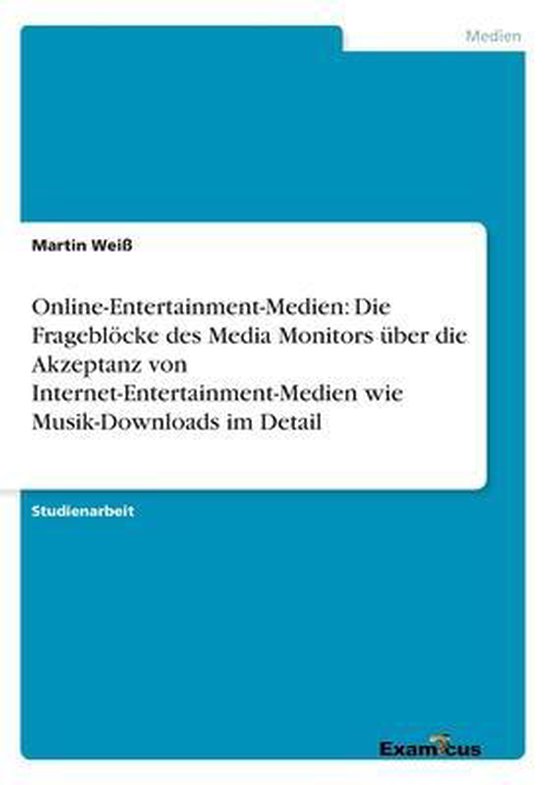 Online-Entertainment-Medien: Die Frageblöcke des Media Monitors über die Akzeptanz von Internet-Entertainment-Medien wie Musik-Downloads im Detail