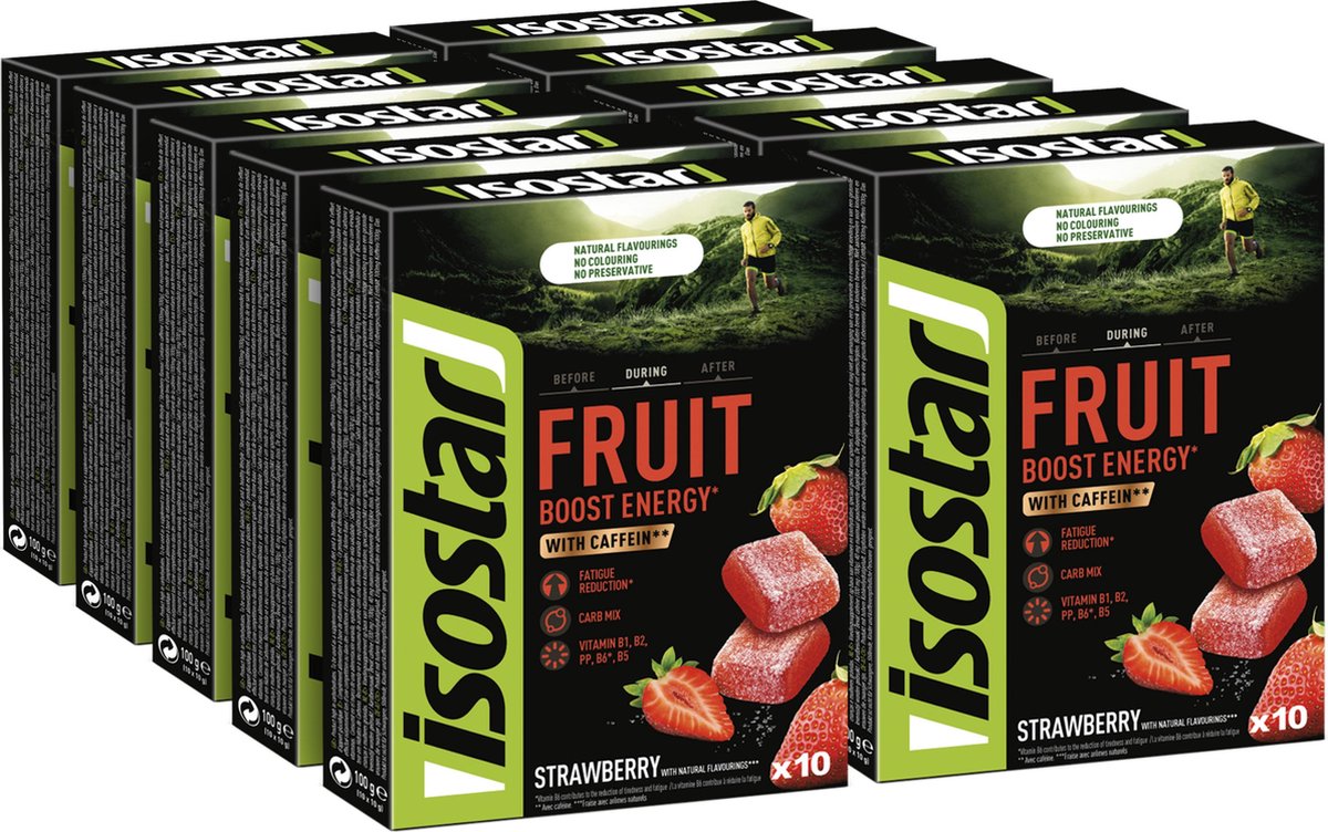 Goedkoopste Isostar Energy - Fruit Boost - Aarbei - 10 x 100 gr