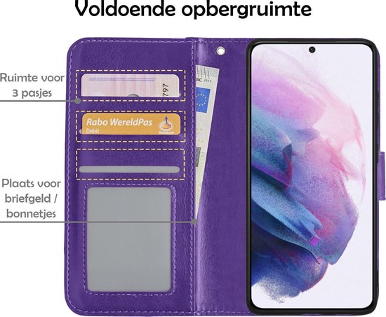 Samsung S21 Plus Case Book Case avec 2x Protecteur d'écran - Samsung Galaxy S21 Plus Case Wallet Case avec 2x Protecteur d'écran - Violet