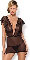 Obsessive Jurk Chemise met String - Erotische Jurk - Maat S/M - Zwart