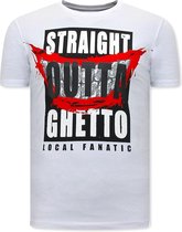 Stoere Mannen T shirts - Straight Outta Ghetto - Wit