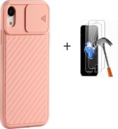 GSMNed – iPhone XR Roze  – hoogwaardig siliconen Case Roze – iPhone XR Roze – hoesje voor iPhone Roze – shockproof – camera bescherming – met screenprotector iPhone XR
