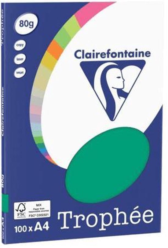 Foto: Clairefontaine troph e dennen groen kopieerpapier a4 80 gram 100 vellen