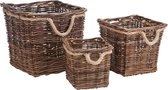 J-Line Set 3 Mand Vierkant Wilg Nat 51X51X46Cm