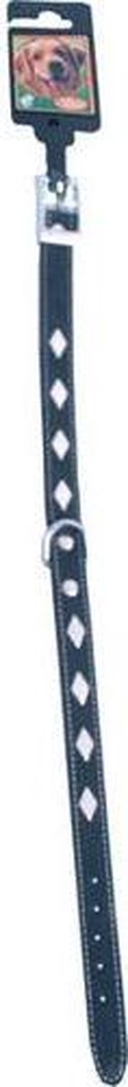 Halsband nubuck met metalen ruiten zwart 16mm - 40cm