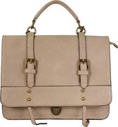 Hand/schouder/rugtas crossbody vintage look Qischa taupe claire