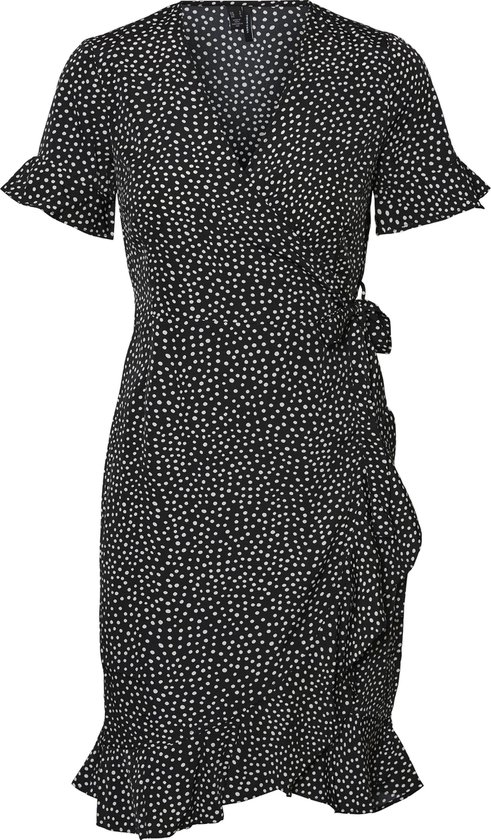 VERO MODA VMHENNA 2/4 WRAP FRILL DRESS NOOS - Bla - Dames - Maat XS