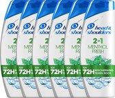 Head & Shoulders Menthol Fresh 2-in-1 - Voordeelverpakking 6 x 270 ml - Anti-roos Shampoo