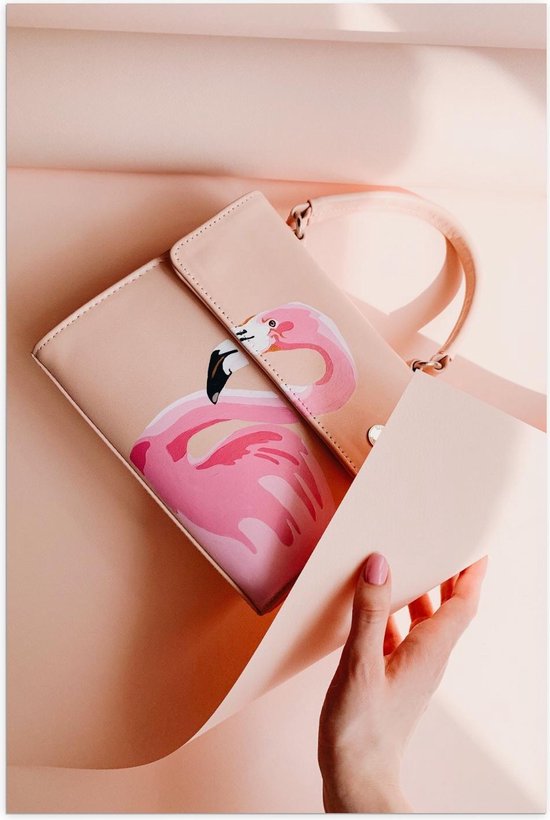 Poster – Roze Flamingo Tas - 40x60cm Foto op Posterpapier