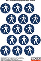 Pictogram sticker 75 stuks M024 - Verplichte doorgang voetgangers - 50 x 50 mm - 15 stickers op 1 vel