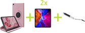 Book Cover Geschikt voor: Samsung Galaxy Tab A7 10.4 (2020) Multi Stand Case - 360 Draaibaar Tablet hoesje - Tablethoes - Rosé Goud + 2x Screenprotector + Stylus