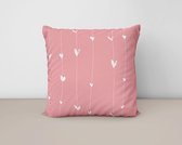 Kussenhoes - Roze met witte hartjes - 50 x 50 cm - Woonaccessoire