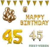 45 jaar Verjaardag Versiering Pakket Goud