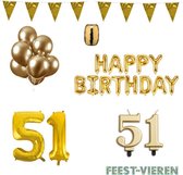 51 jaar Verjaardag Versiering Pakket Goud
