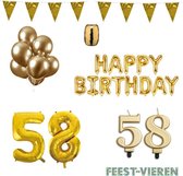 58 jaar Verjaardag Versiering Pakket Goud