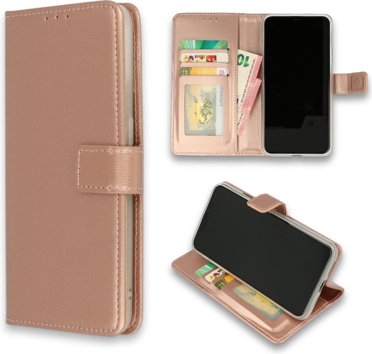 HB Hoesje Geschikt voor Samsung Galaxy A02S - Roségoud - Portemonnee Book Case - Pasjeshouder en Magneetlipje