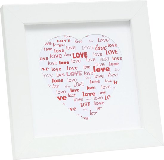 Deknudt Frames fotolijst S45SK1 LOVE - wit met hartjesvorm - 9x9 cm