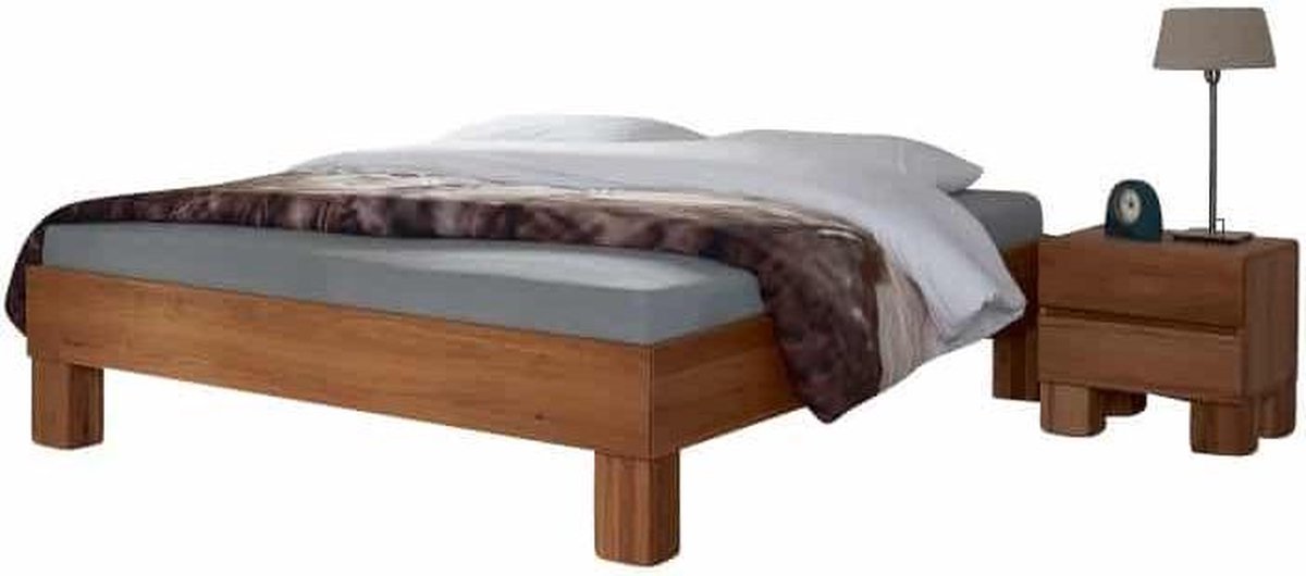 Bed Box Wonen Massief eiken houten bed Sliven Premium 140x220 cm Natuur geolied