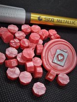 Waxzegels / Lakzegels & metallic zilveren stift voor het maken van een lakstempel - Coral