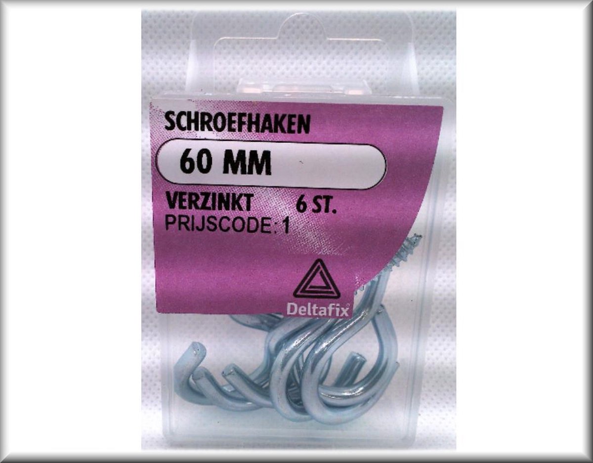 Deltafix - Schroefhaken - Schroef Haak - haken - 60MM - Verzinkt - 6stuks