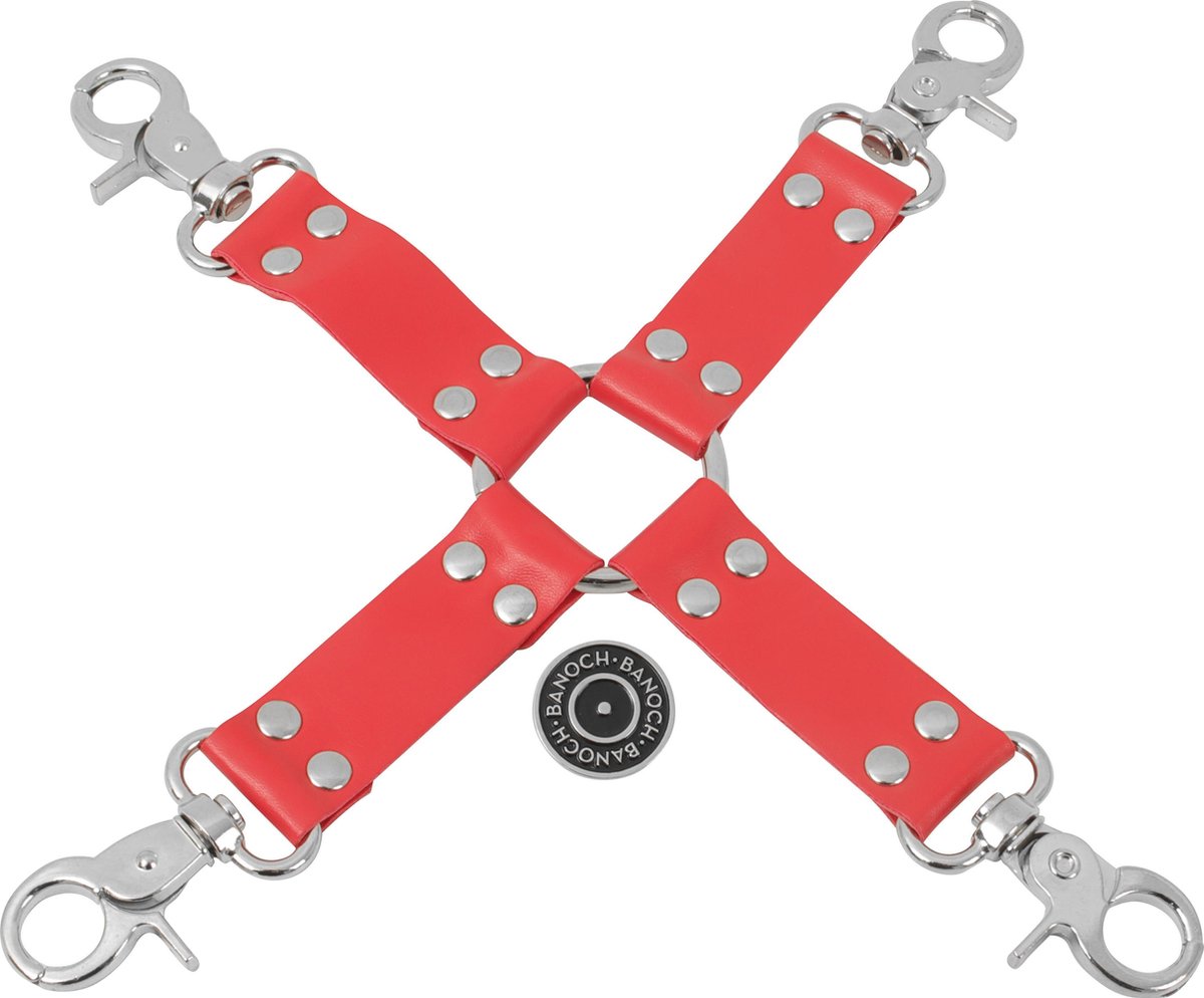 Goedkoopste Banoch - Red hogtie with clips - Rode hogtie met haken - bondage