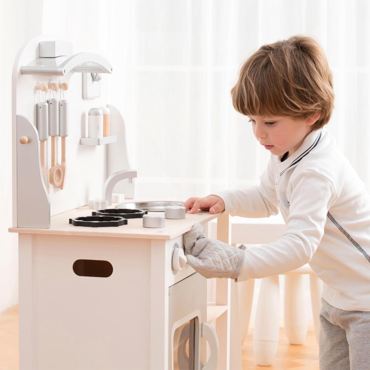 New Classic Toys® Houten Kinderkeuken Wit - Inclusief Accessoires - Aanrechthoogte is 55 centimeter — afbeelding 5