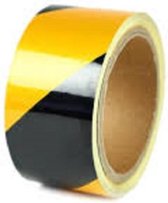 Markeringstape geel/rood gelamineerd PVC 50mmx33m - 2 rollen (signalisatietape)
