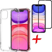 Apple iPhone 11 hoesje- iphone 11 shock case transparant - hoesje iphone 11 - iphone 11 hoesje cover hoes + iphone 11 screen protector glas tempered glass screenprotector full scre