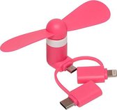Smartphone ventilator - ventilator USB -micro-usb & lightning - roze