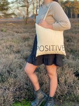 Katoenen tas naturel | Tassen dames | Shopper | Laptop tas | Stay positive