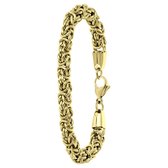 Lucardi Heren Goldplated armband met koningsschakel - Staal - Armband - Cadeau - Vaderdag - 21 cm - Goudkleurig