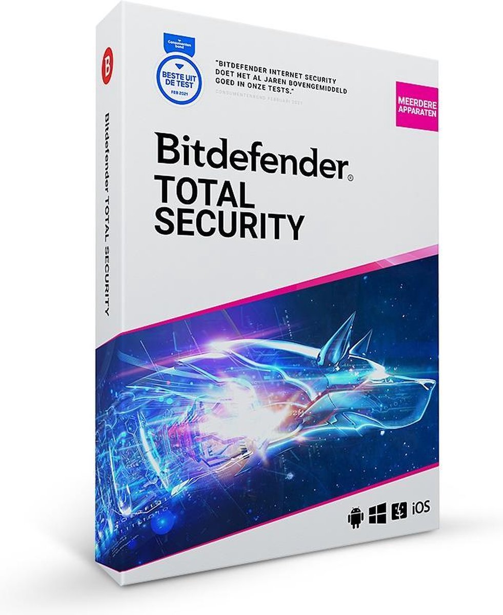 Bitdefender Total Security 2021 - 10 Apparaten - 1 Jaar - Nederlands - Windows/iOS/MAC/Android Downl