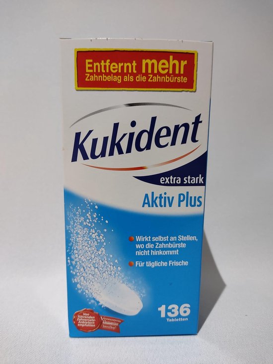 Kukident Aktiv Plus Reinigingstabletten - Voordeelverpakking = 136 Tabletten  | bol.com