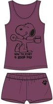 Snoopy dames shortama " How to start a good day ", maat L