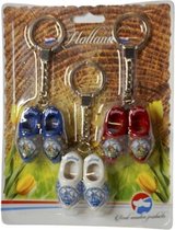 Holland Klompen Sleutelhangers - Set van 3 stuks - Blauw, wit en rood - Souvenir