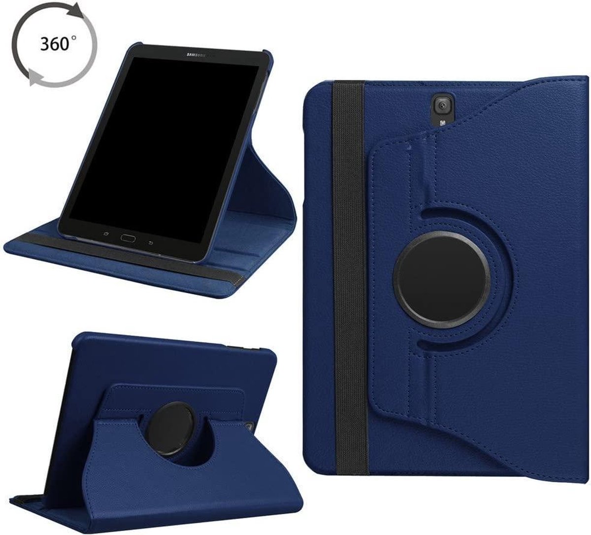 Draaibaar Hoesje - Rotation Tabletcase - Multi stand Case Geschikt voor: Samsung Galaxy Tab A 9.7 inch T550 / T555 (2016) - donker blauw