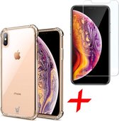 Apple iPhone Xs Max hoesje - iphone xs max shock case transparant - iphone xs max hoesjes - hoesje iphone xs max + iphone xs max screen protector glas tempered glass screenprotecto