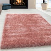 Hoogpolig Vloerkleed Nox - Effen -Kleur: Roze Afmeting: 160x230 Cm