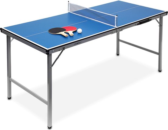 Relaxdays indoor tafeltennistafel opklapbaar - midi pingpongtafel - tafeltennis set - net