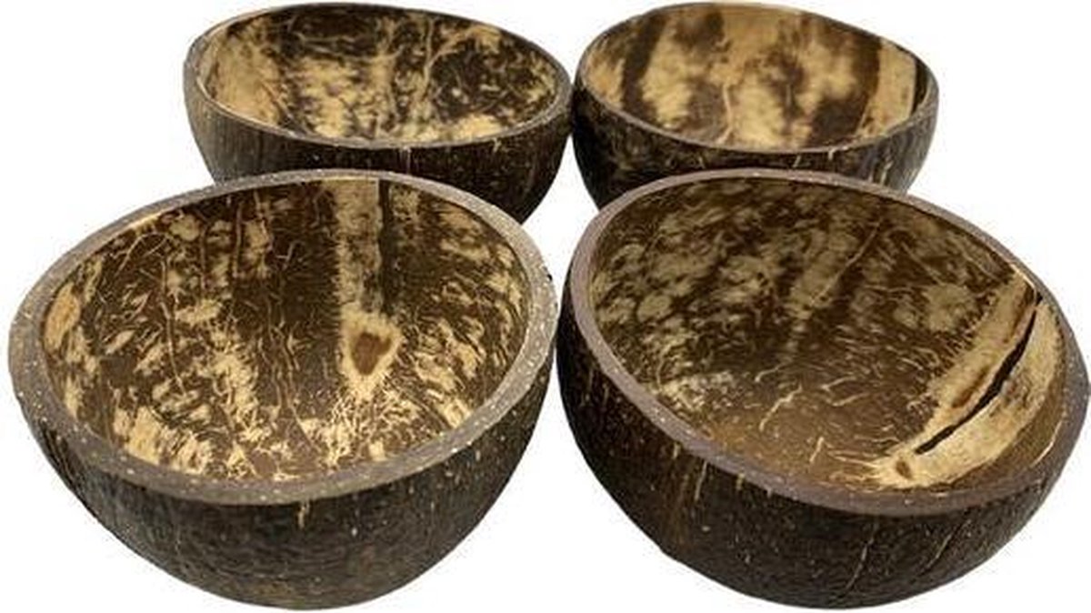 Set van 4 Kokosnoot kommetjes/schalen 8-10cm