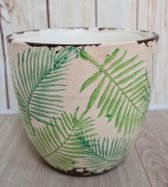 Bloempot - palm blad - keramiek - rond