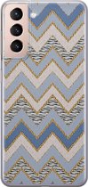 Samsung Galaxy S21 Plus hoesje siliconen - Retro zigzag - Soft Case Telefoonhoesje - Print / Illustratie - Multi