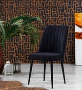 Swiss Homes® | Velvet Eetkamerstoelen Zwart - Set van 4 | Zwart - Fluweel - Velvet stoel - Eetkamerstoel - Kuipstoel - Woonkamerstoelen