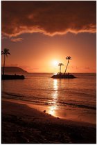 Poster – Strand met Palmbomen - 40x60cm Foto op Posterpapier