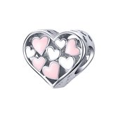 Multi hartjes in hart bedel | multi heart bead | Zilverana | geschikt voor Biagi , Pandora , Trollbeads armband | 925 zilver